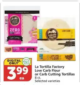 Albertsons La Tortilla Factory Low Carb Flour or Carb Cutting Tortillas offer