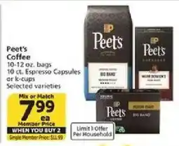 Vons Peet's Coffee offer