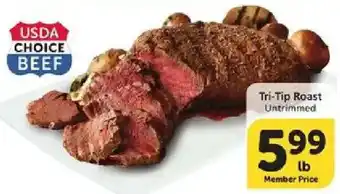Vons Usda choice beef tri-tip roast untrimmed offer