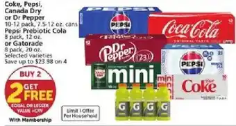 Vons Coke, Pepsi, Canada Dry or Dr Pepper offer