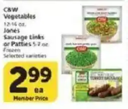 Vons C&W Vegetables Jones Sausage Links or Patties offer