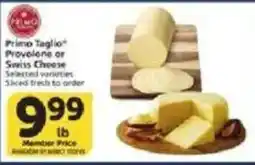 Vons Primo Taglio Provolone or Swiss Cheese offer