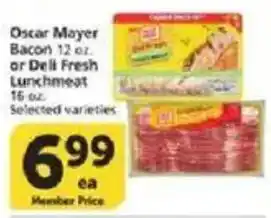 Vons Oscar Mayer Bacon or Deli Fresh Lunchmeat offer