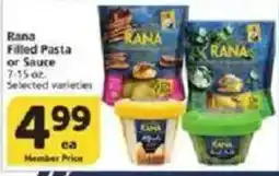 Vons Rana filled pasta or sauce offer