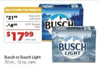 Family Fare Busch or Busch Light offer