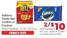 Family Fare Nabisco family size cookies or crackers offer