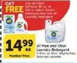 Vons all Free and Clear Laundry Detergent offer