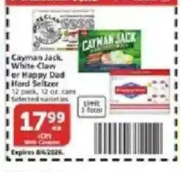 Vons Cayman Jack White Claw or Happy Dad Hard Seltzer offer