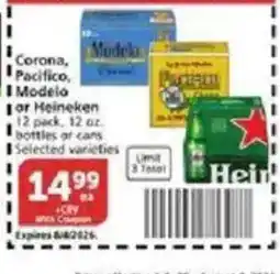 Vons Corona, Pacifico, Modelo or Heineken offer