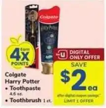 Safeway Colgate Harry Potter Toothpaste and Toothbrush offer
