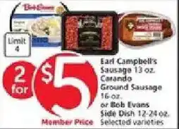 Vons Earl Campbell's Sausage offer