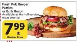 Vons Fresh Pub Burger Patties or Bulk Bacon offer