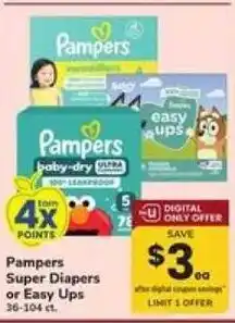 Safeway Pampers Super Diapers or Easy Ups offer