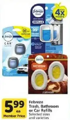 Vons Febreze Trash, Bathroom or Car Refills offer