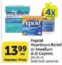 Vons Pepcid Heartburn Relief or Imodium A-D Caplets offer