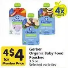 Vons Gerber Organic Baby Food Pouches offer