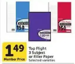 Vons Top Flight 3 Subject or Filler Paper offer