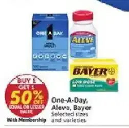 Vons One-A-Day, Aleve, Bayer offer