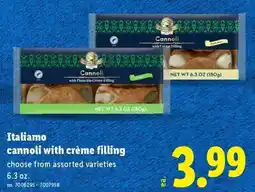 Lidl Italiamo cannoli with crème filling offer