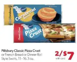 Family Fare Pillsbury classic pizza crust or french bread or dinner roll style swirls offer