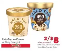 Family Fare Halo Top Ice Cream or Dairy Free pint offer