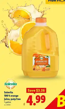 Lidl Solevita 100% orange juice, pulp free offer