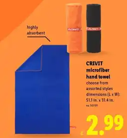 Lidl Crivit microfiber hand towel offer