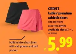 Lidl Crivit ladies' premium athletic skort offer