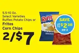 Hannaford Ruffles Potato Chips or Fritos Corn Chips offer
