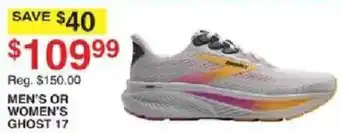 Dunham's Sports Brooks men's or women's ghost 17 offer