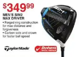 Dunham's Sports TaylorMade Men's Sim2 Max Driver offer