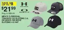 Dunham's Sports Under Armour or Oakley men's o-original trucker or blitzing 3.0, or men's or boys' blitzing 4.0 hat offer