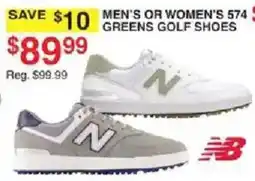 Dunham's Sports New Balance men's or women's 574 greens golf shoes offer
