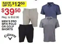 Dunham's Sports Callaway Men's Pro Spin Polo or Golf Shorts offer