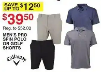 Dunham's Sports Callaway Men's Pro Spin Polo or Golf Shorts offer