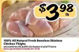 Fresco y Más 100% All Natural Fresh Boneless Skinless Chicken Thighs offer