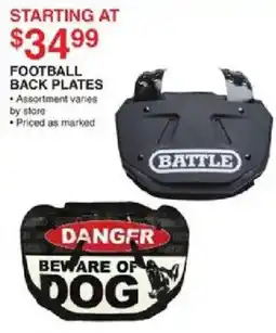Dunham's Sports Battle football back plates offer