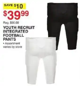 Dunham's Sports Youth recruit integrated football pants offer