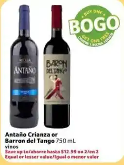 Fresco y Más Antaño Crianza or Barron del Tango offer