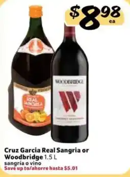 Fresco y Más Cruz Garcia Real Sangria or Woodbridge sangria o vino offer