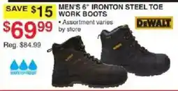 Dunham's Sports DeWalt men's 6" ironton steel toe work boots offer