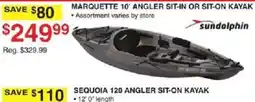 Dunham's Sports Sundolphin Marquette 10' Angler Sit-In Or Sit-On Kayak offer