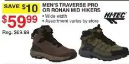 Dunham's Sports Hi-Tec Men's Traverse Pro or Ronan Mid Hikers offer