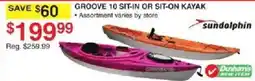 Dunham's Sports Sundolphin Groove 10 Sit-In Or Sit-On Kayak offer