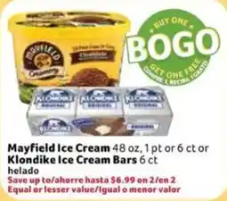 Fresco y Más Mayfield Ice Cream or Klondike Ice Cream Bars offer