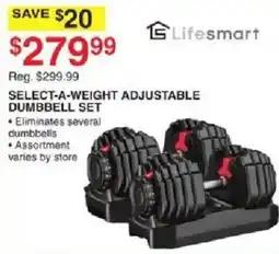 Dunham's Sports Lifesmart select-a-weight adjustable dumbbell set offer