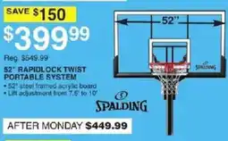 Dunham's Sports Spalding 52" Rapidlock Twist Portable System offer