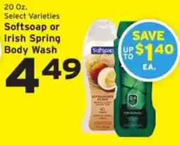Hannaford Softsoap or Irish Spring body wash offer