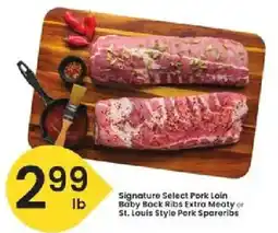 Albertsons Signature Select Pork Loin Baby Back Ribs Extra Meaty or St. Louis Style Pork Spareribs offer