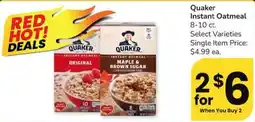 Albertsons Quaker instant oatmeal offer